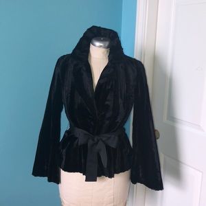 Faux fur Jacket with satin belt